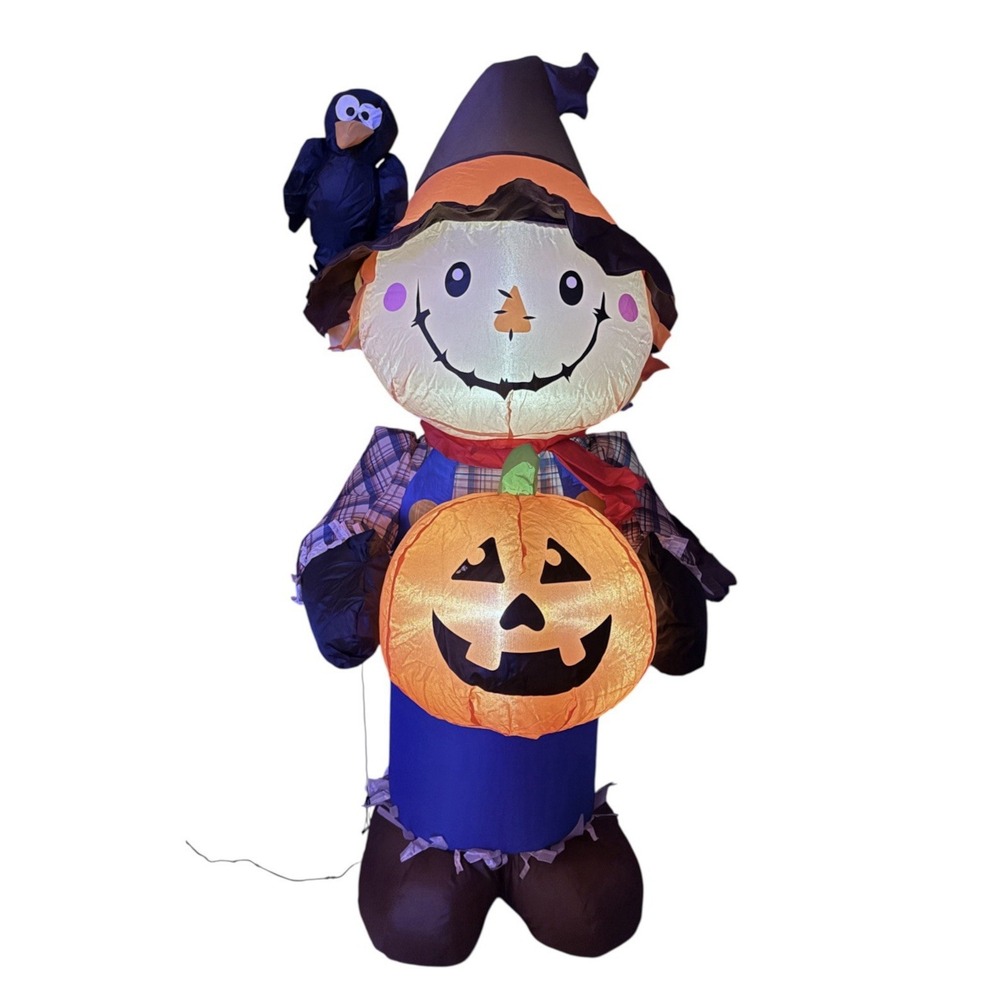Halloween Gemmy 5 Ft Scarecrow with Pumpkin Airblown Inflatable NIB